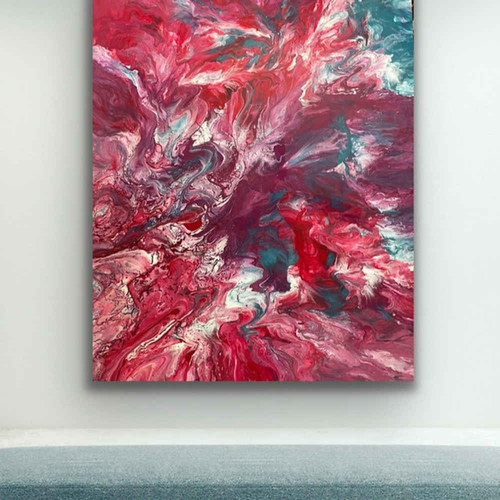 Abstract Red and Pink Canvas Art